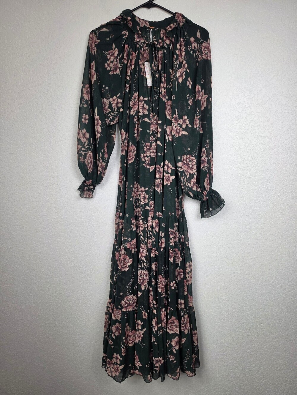 NWT $168 Free People Floral Maxi Dress Green Pink